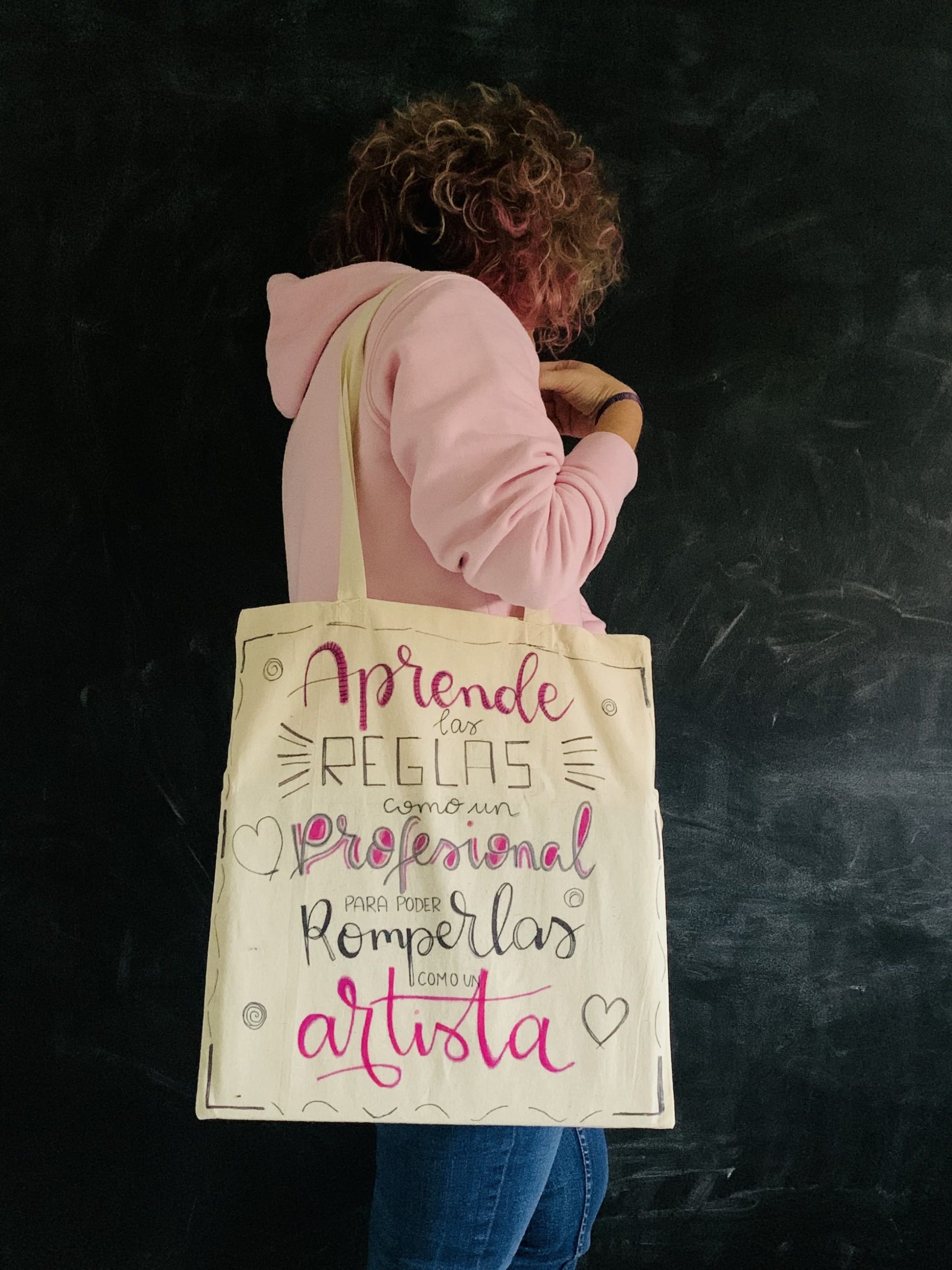 Bolsa de tela personalizada lettering- pequenasgrandescousas.es