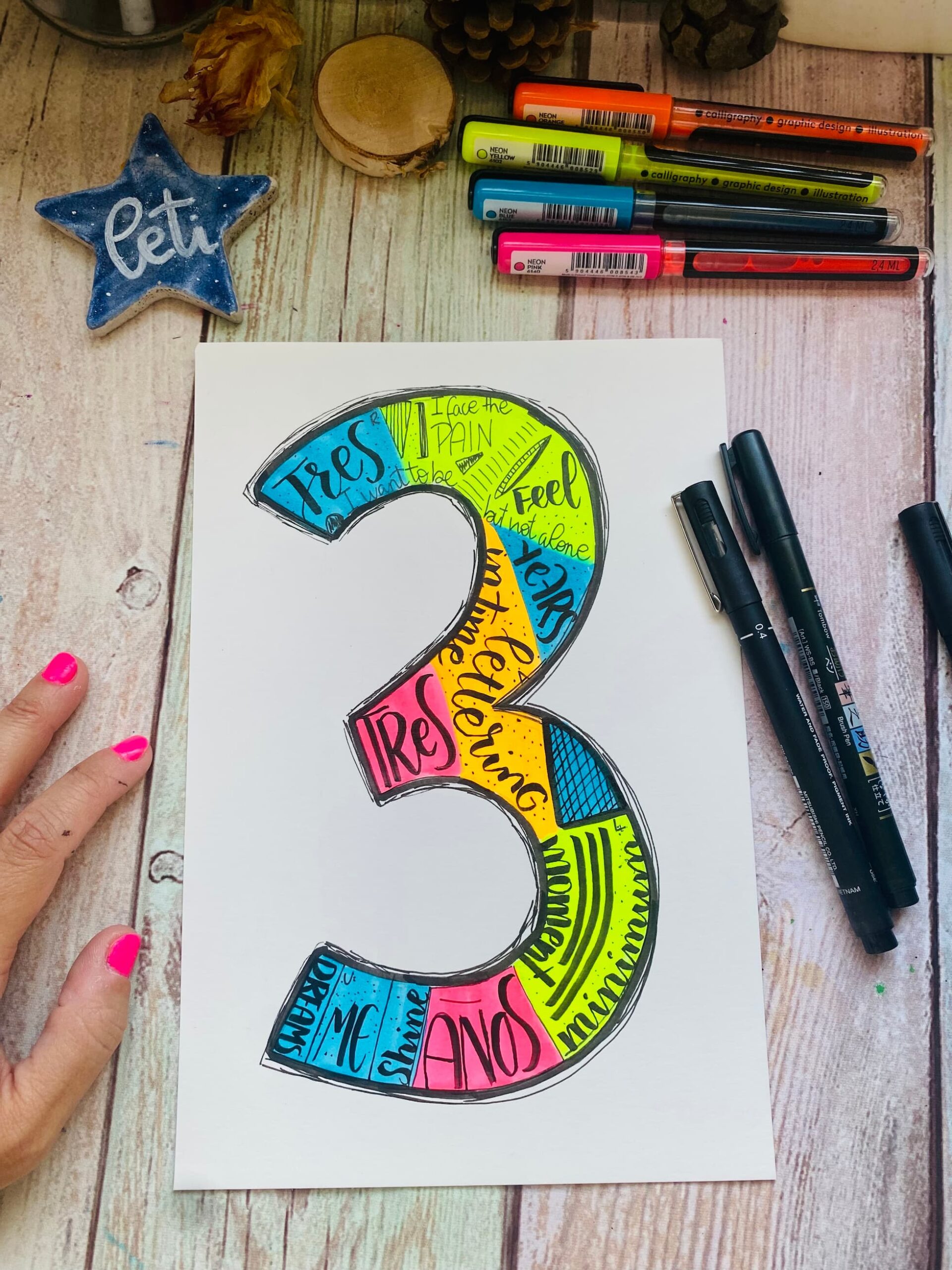 3 años lettering
